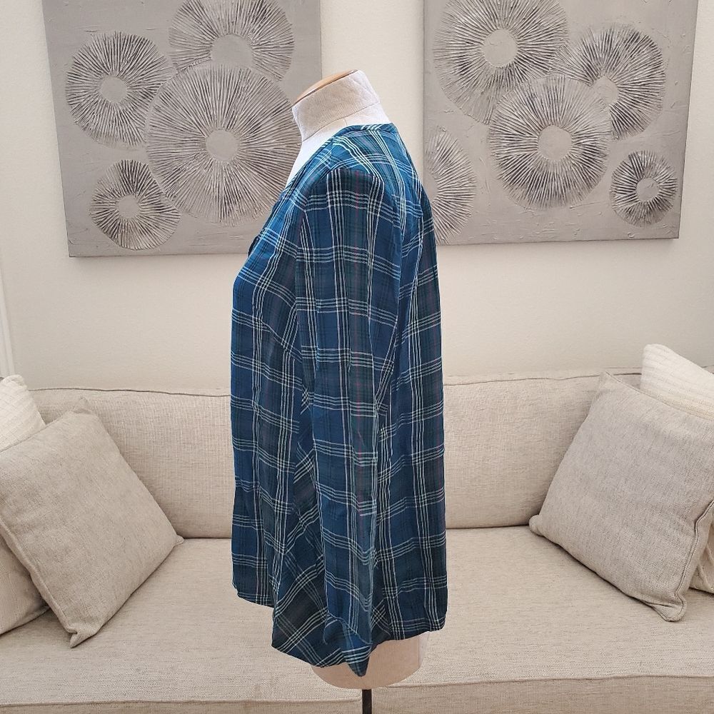 J.Jill Plaid Long Sleeve Button Down Top sz MP - Picture 4 of 10
